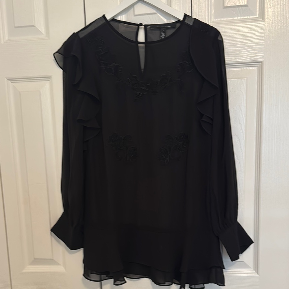 Elegant Black Ruffled Women's Top